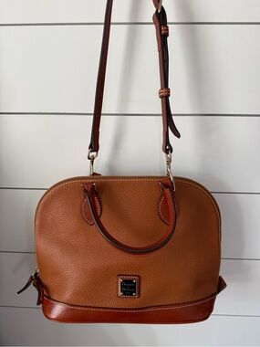 Dooney & Bourke Chestnut/Tan Pebbled Leather Dome Satchel